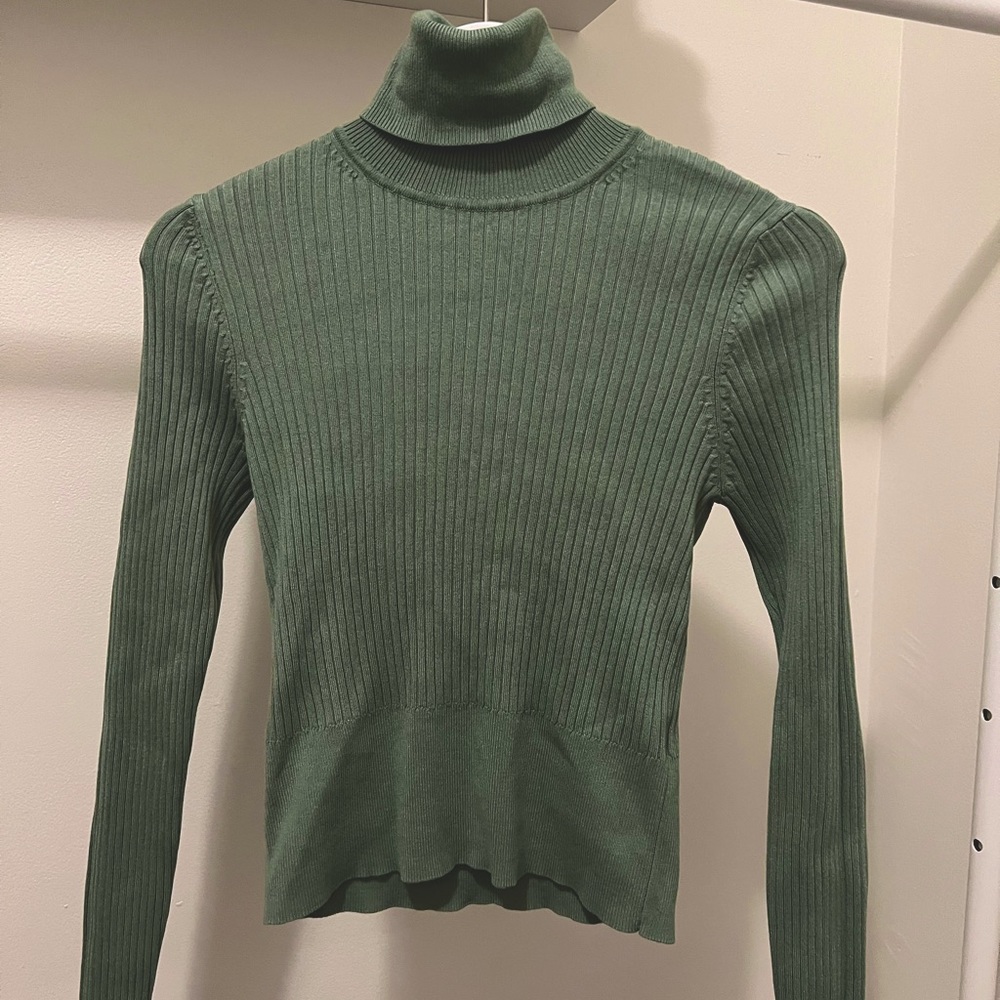 Beautiful green ribbed thick turtleneck